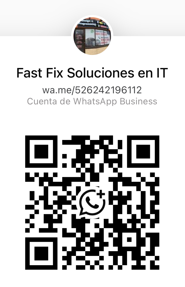 Código QR de WhatsApp · wa.me/526242196112 · Fast Fix Soluciones en IT